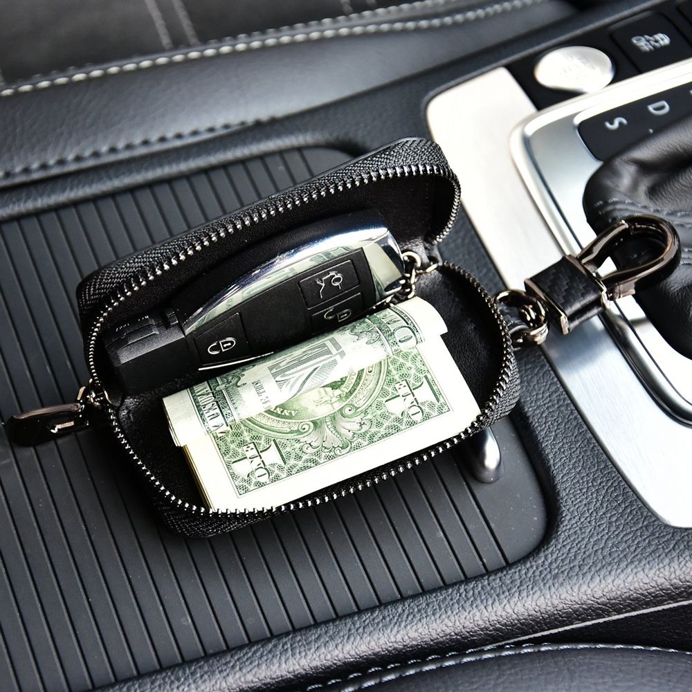XOWO QRF-22 Premium Leather Car Key Holder Wallet with RFID Blocking - ajfpt.com